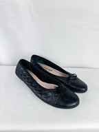 Paul Mayer Black Quilted Leather Ballet Flats