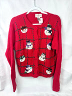 Lemon Grass Sequin Snowman Knit Cardi