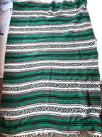 Green/Grey Fringed Southwestern Blanket