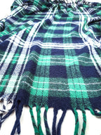 Vintage Green/Navy Plaid Wool Blend Blanket