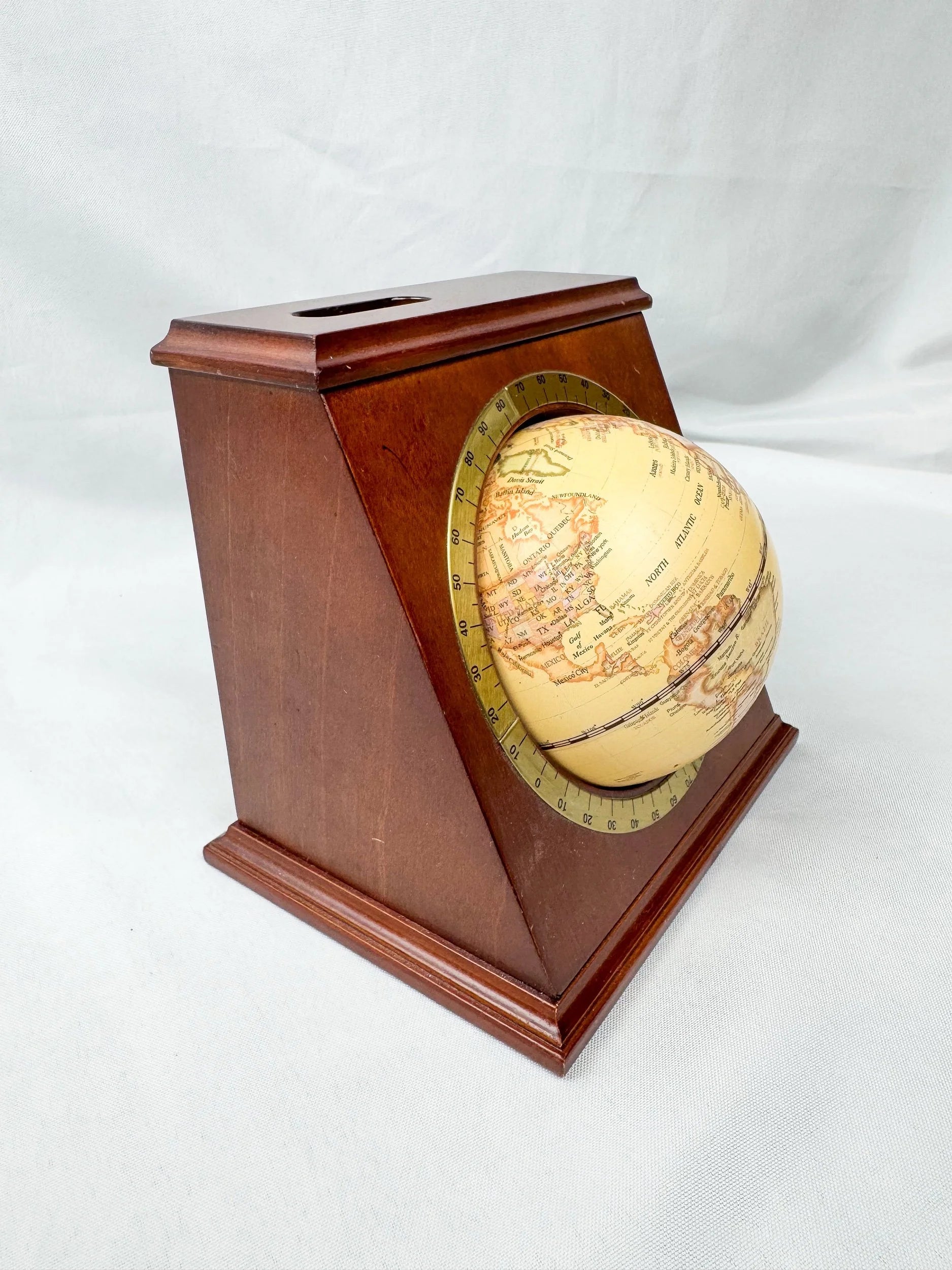 Spinning Desk Globe in Wooden Stand