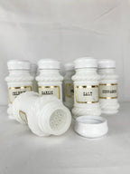Set of 8 White Glass Spice Jars