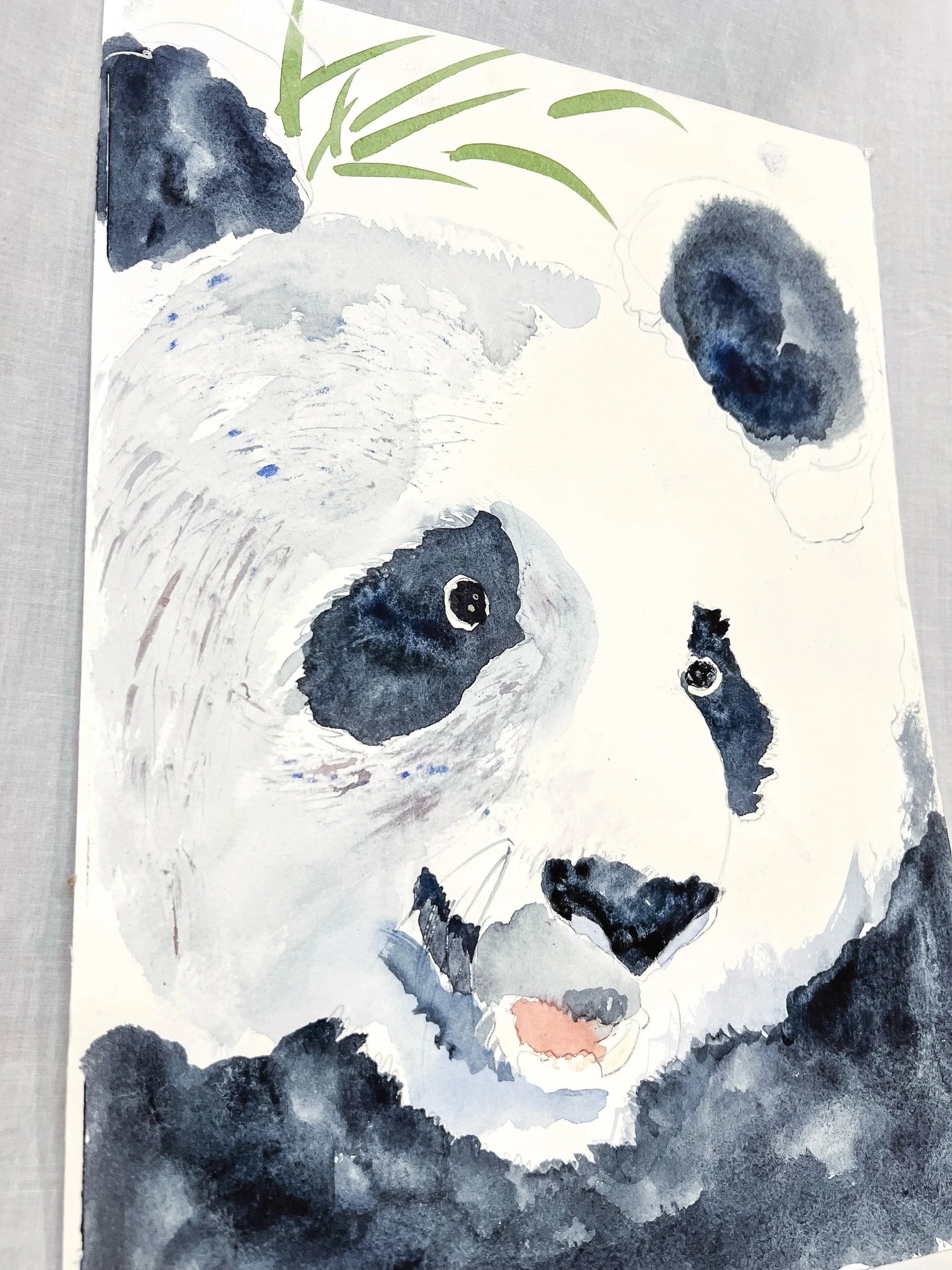 Happy Panda, Watercolor on Paper