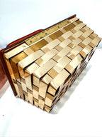 RARE 1950s Dorset and Rex Fifth Ave Woven Metal Box Purse with Acrylic Lid