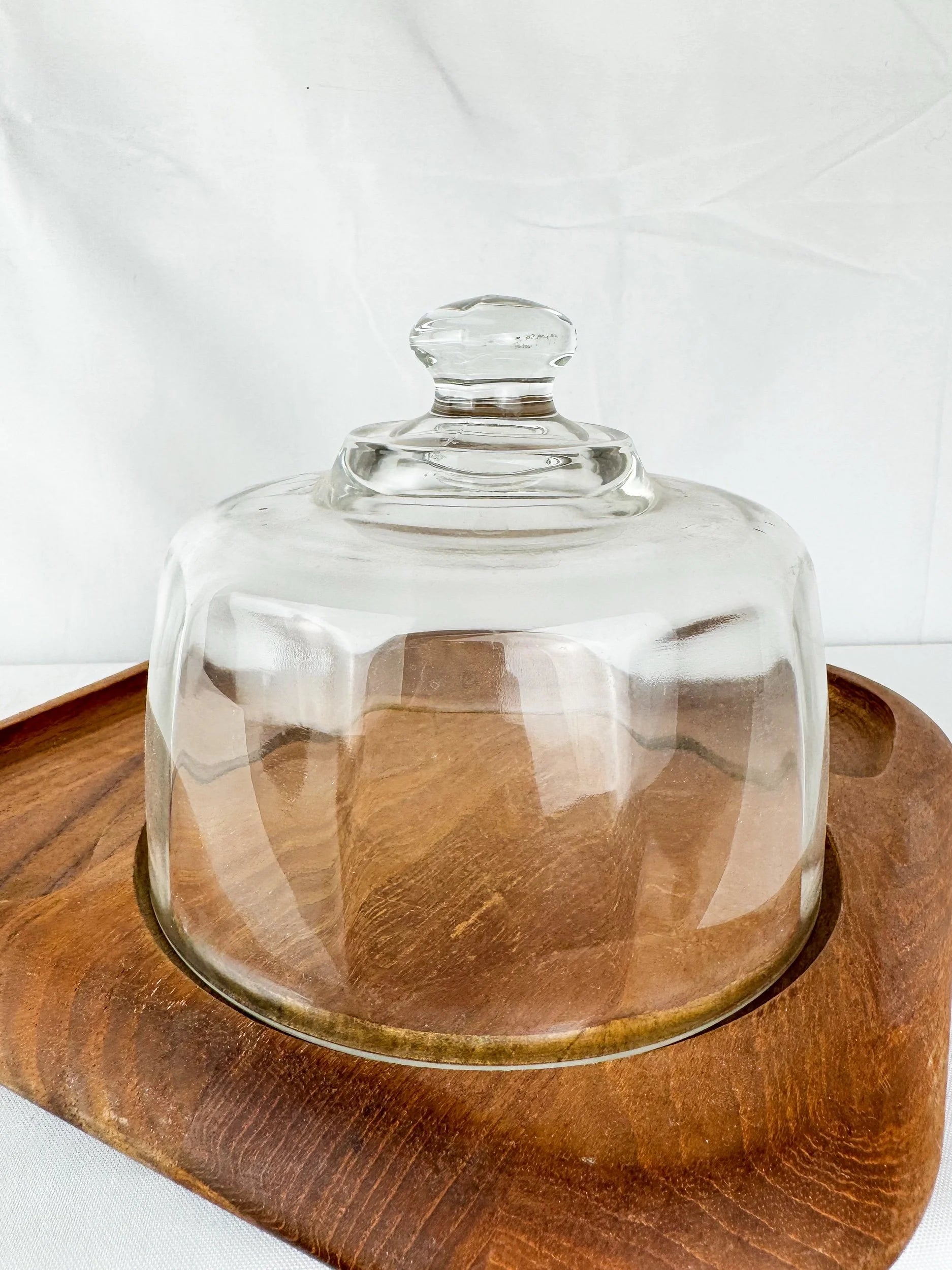 Vintage Wooden Charcuterie Board w/ Glass Dome