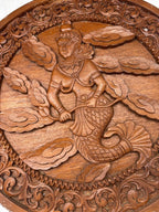 Unique XL Hand-Carved Double Sided Wooden Medallion