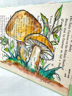 Original Painting, Mushrooms Over Book Page