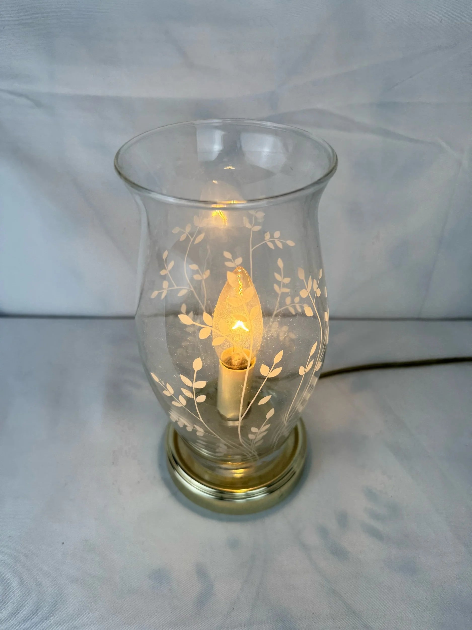 Vintage Glass & Brass Tabletop Lamp