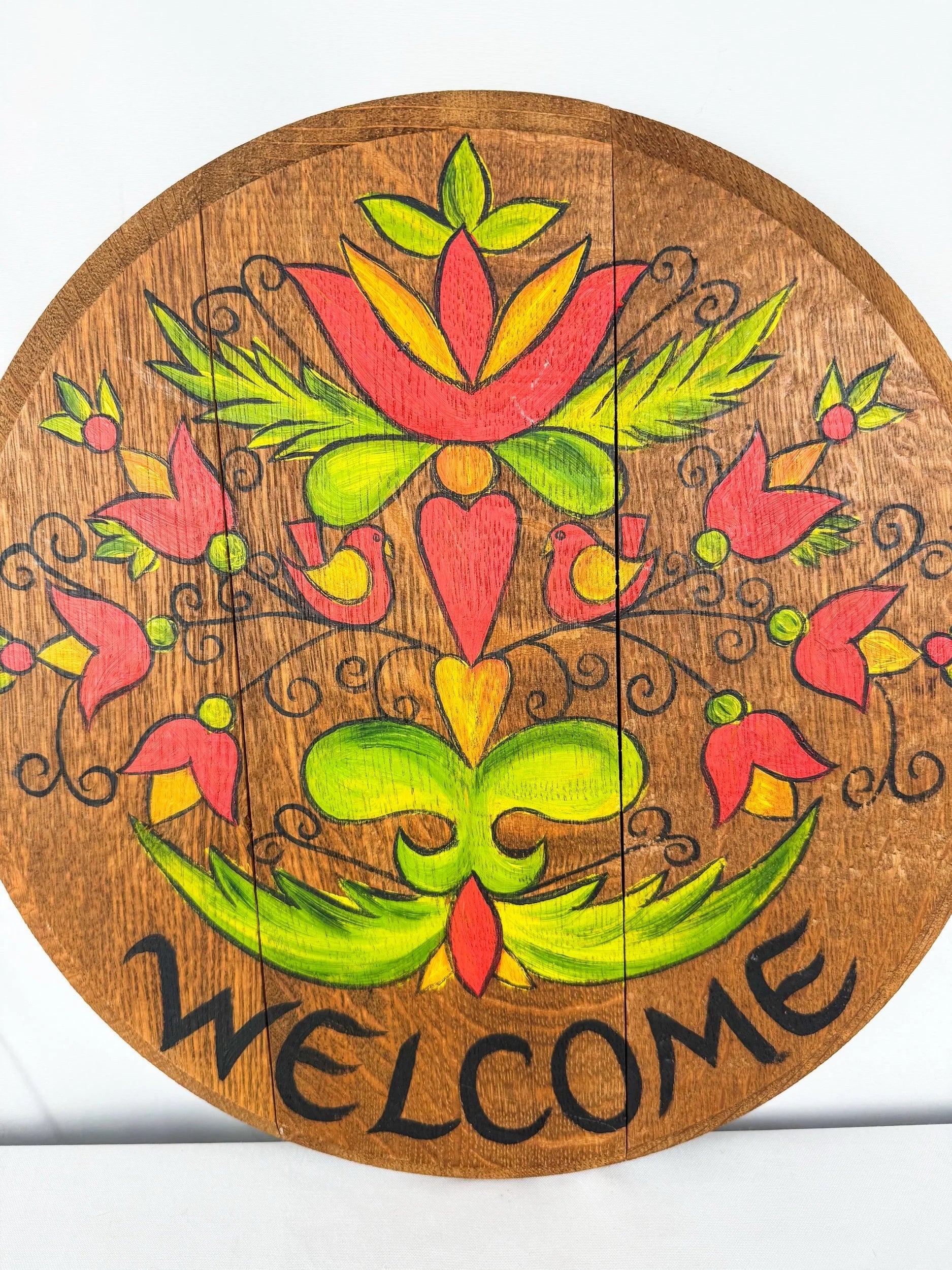 Hand-Painted Wooden Hanging Welcome Sign