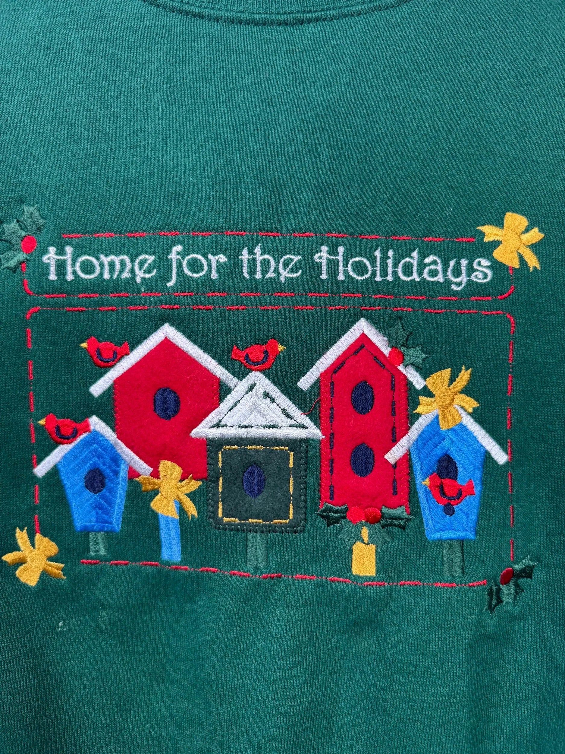“Home for the Holidays” Embroidered Birdhouse Sweatshirt