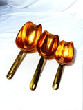 Vintage Set of 3 Copper and Brass Measuring Scoops