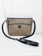 Vintage Fendi Coated Canvas/Black Leather Messenger Crossbody Bag