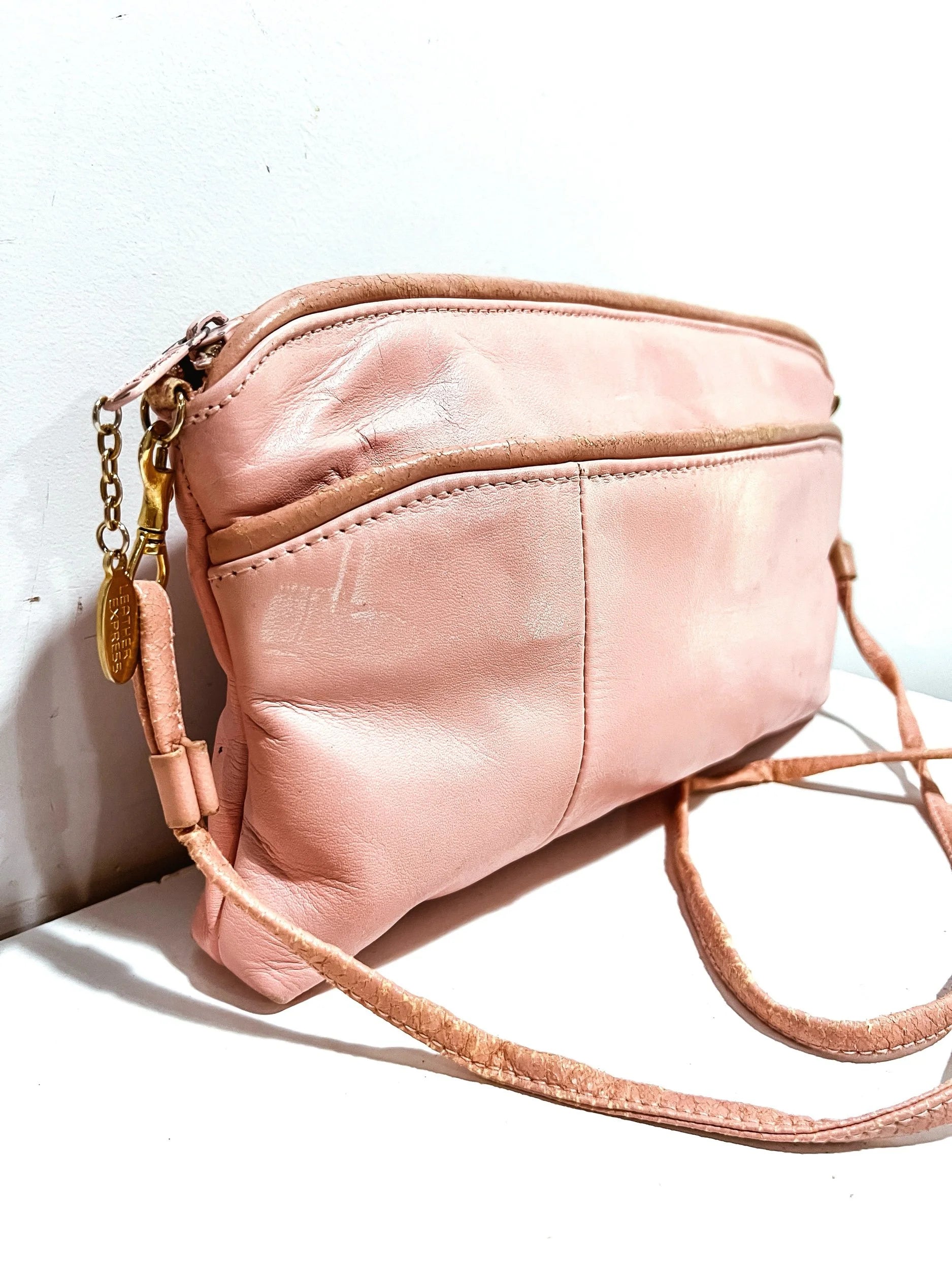 Vintage Pink Leather Express Shoulder Bag