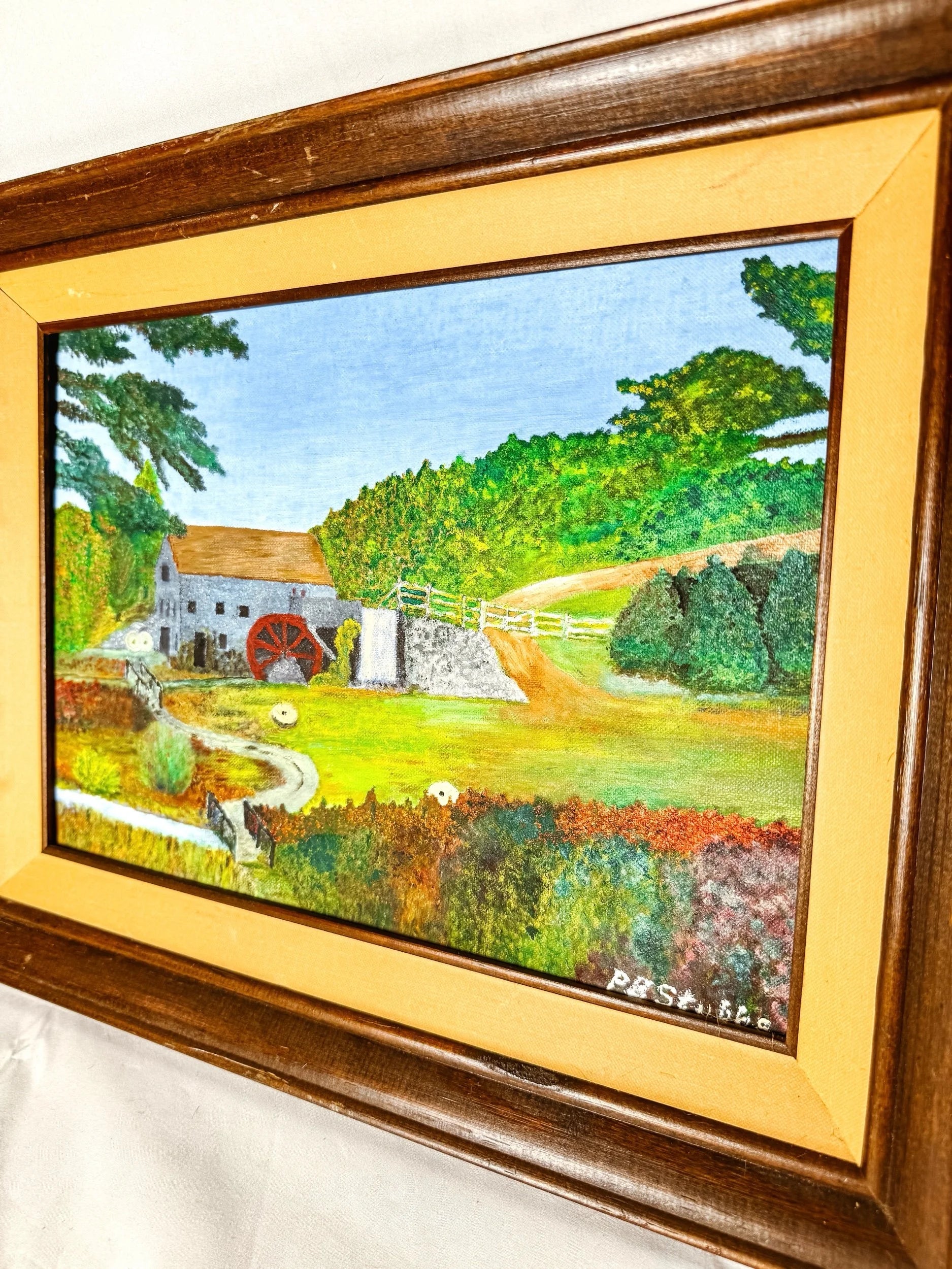 Vintage Framed Country Cottage Painting
