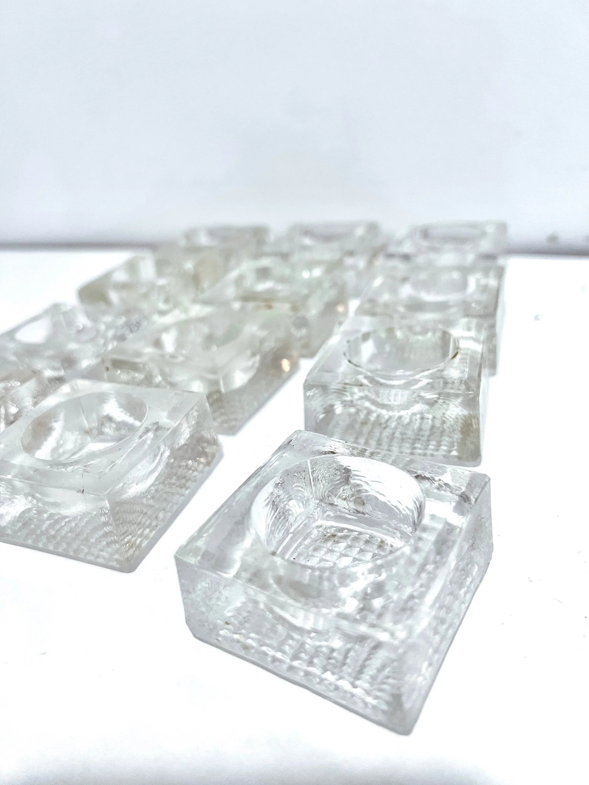 Set of 12 Vintage Glass Salt Cellars