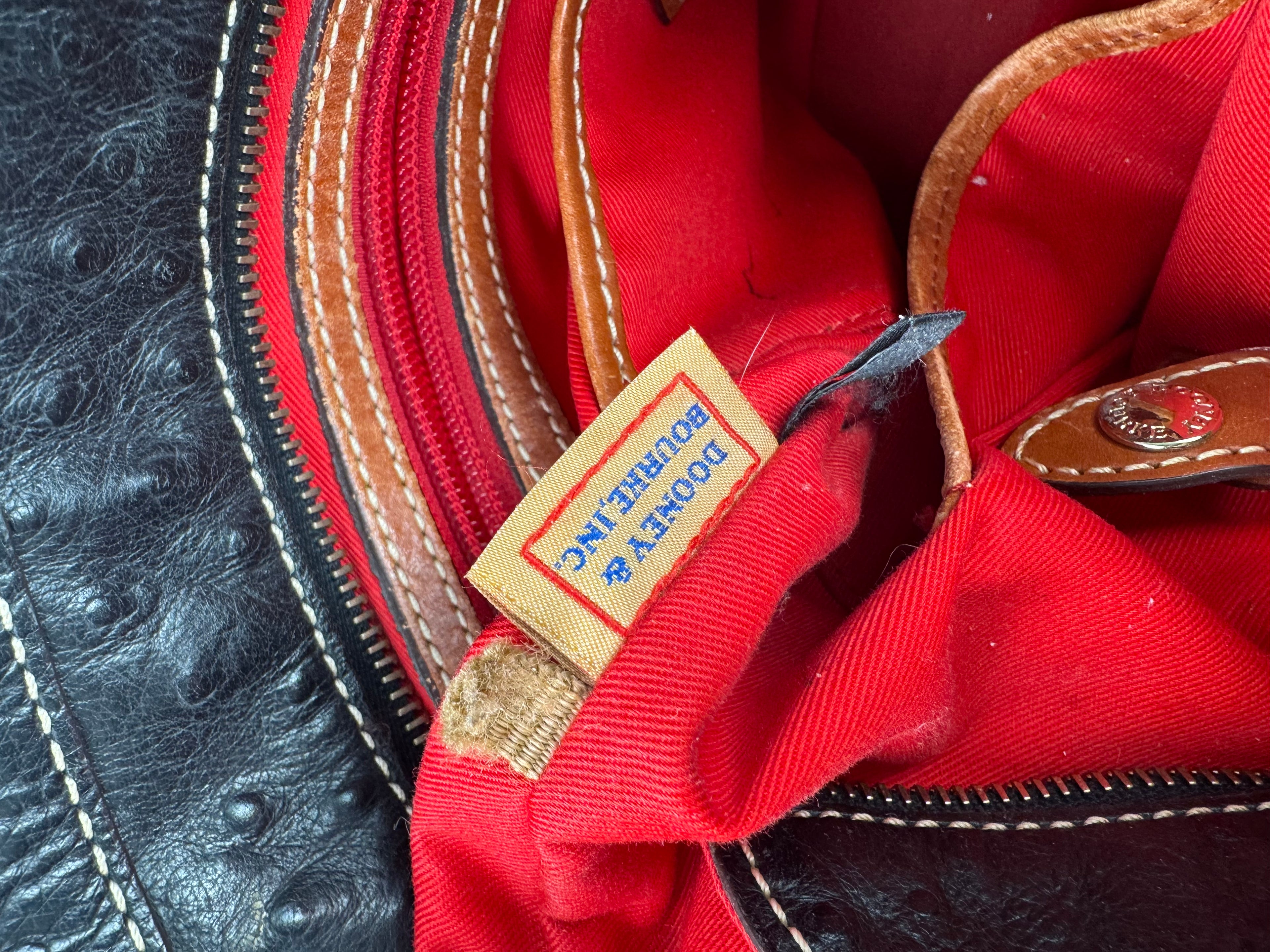 Dooney & Bourke Ostrich Lexington Women's Tote Bag, Small - Black/Tan