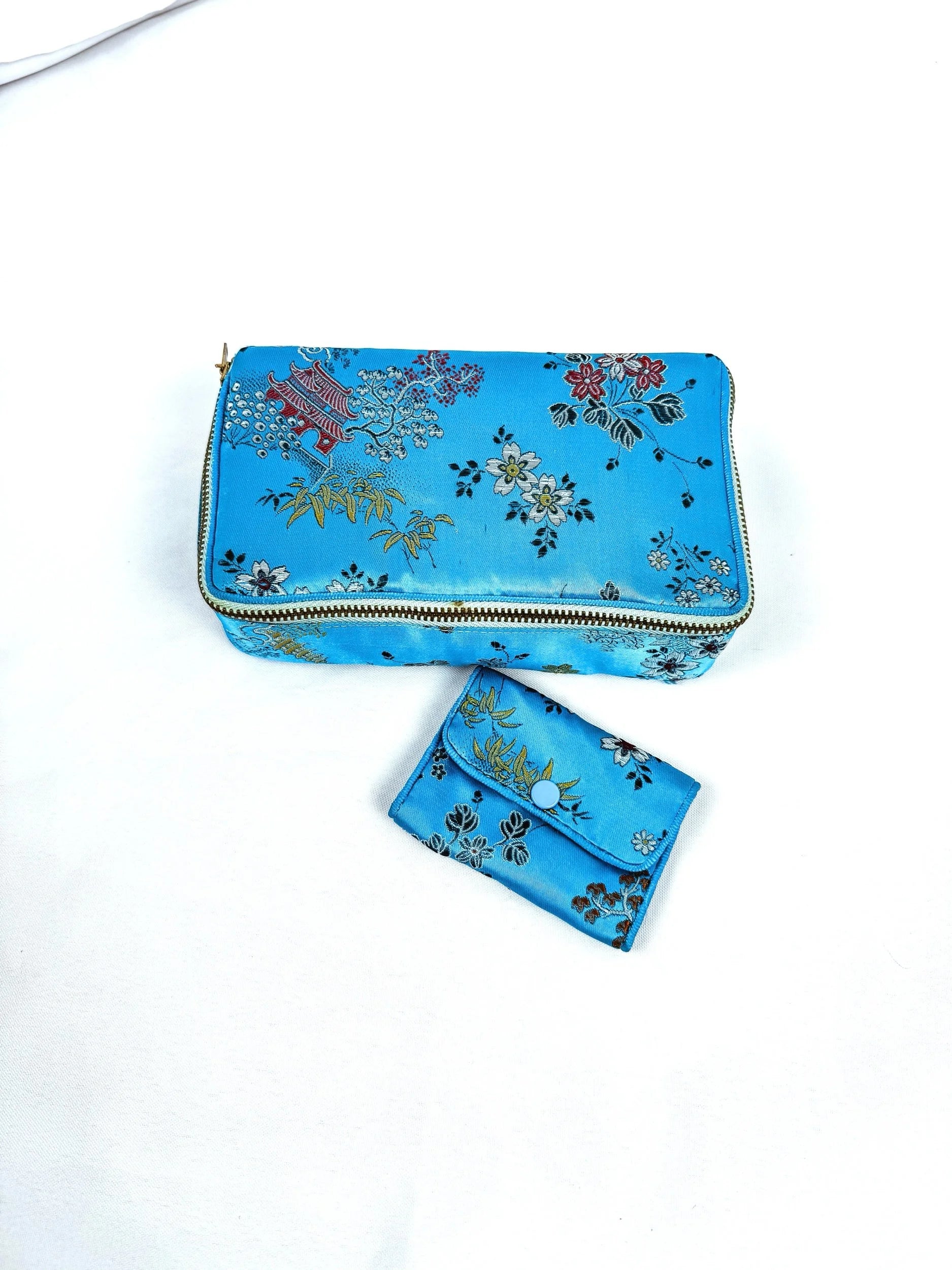 Set of Two Vintage Chinese Silk Travel Cases
