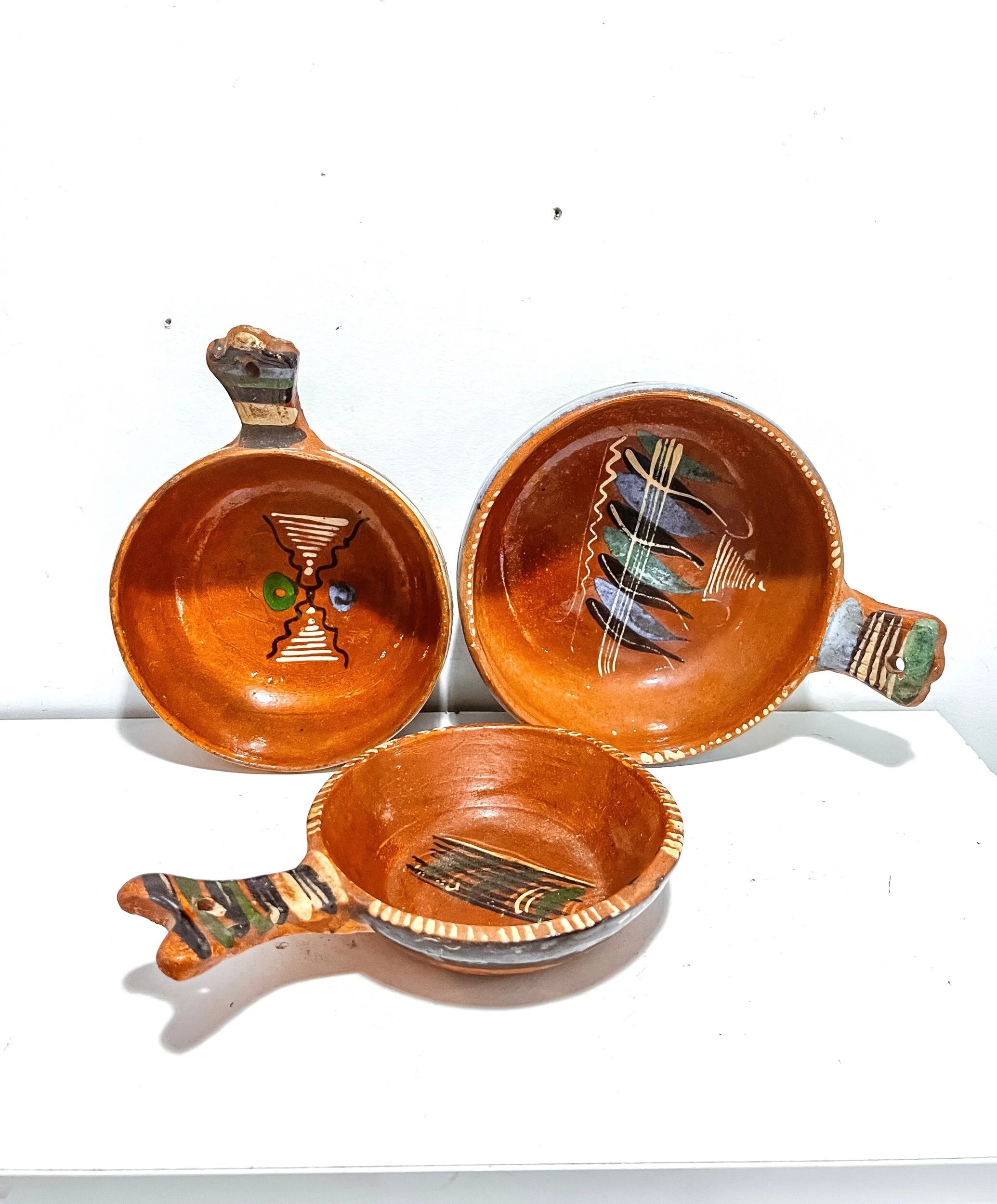 Set of 3 Hand-Painted Terra-cotta Nesting Bowls
