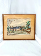 Framed Abstract Original Watercolor Painting, Signed