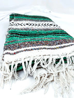 Green/Grey Fringed Southwestern Blanket