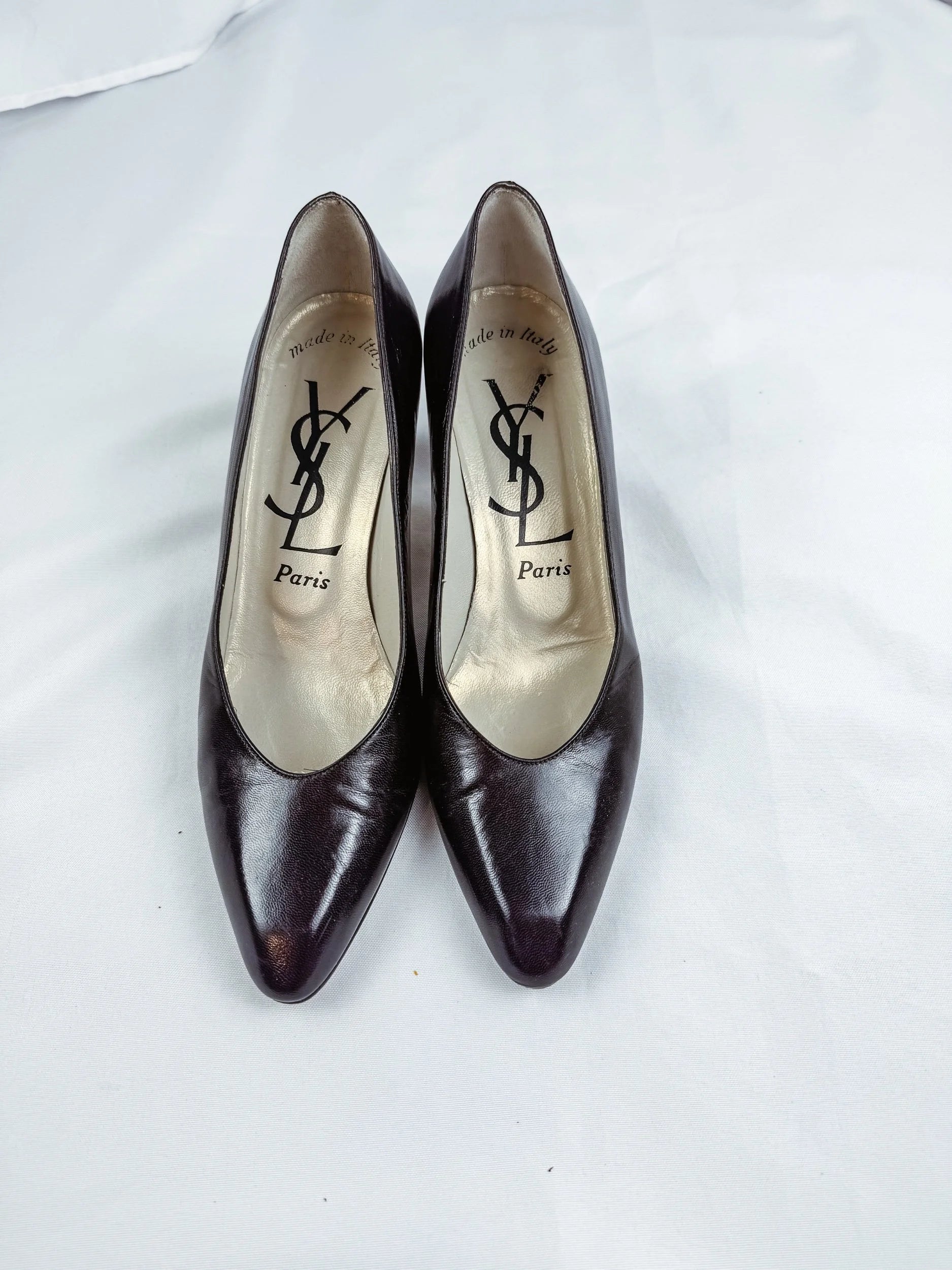 YSL Yves Saint Laurent Dark Brown Italian Leather Pumps
