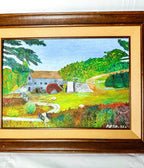 Vintage Framed Country Cottage Painting