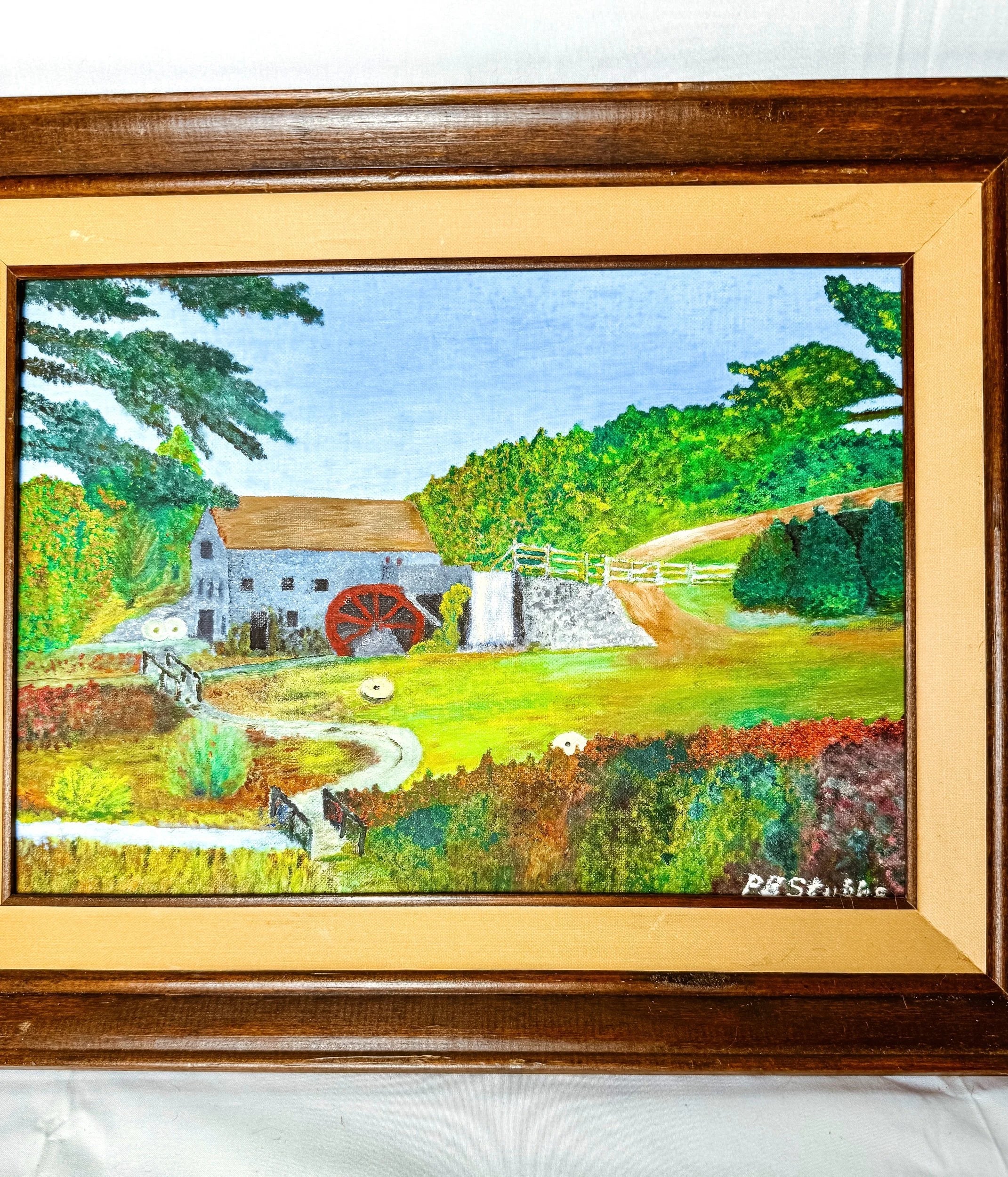 Vintage Framed Country Cottage Painting