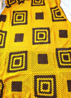 Retro Gold/Brown Geometric Hand-Crocheted Afghan