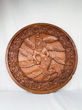 Unique XL Hand-Carved Double Sided Wooden Medallion