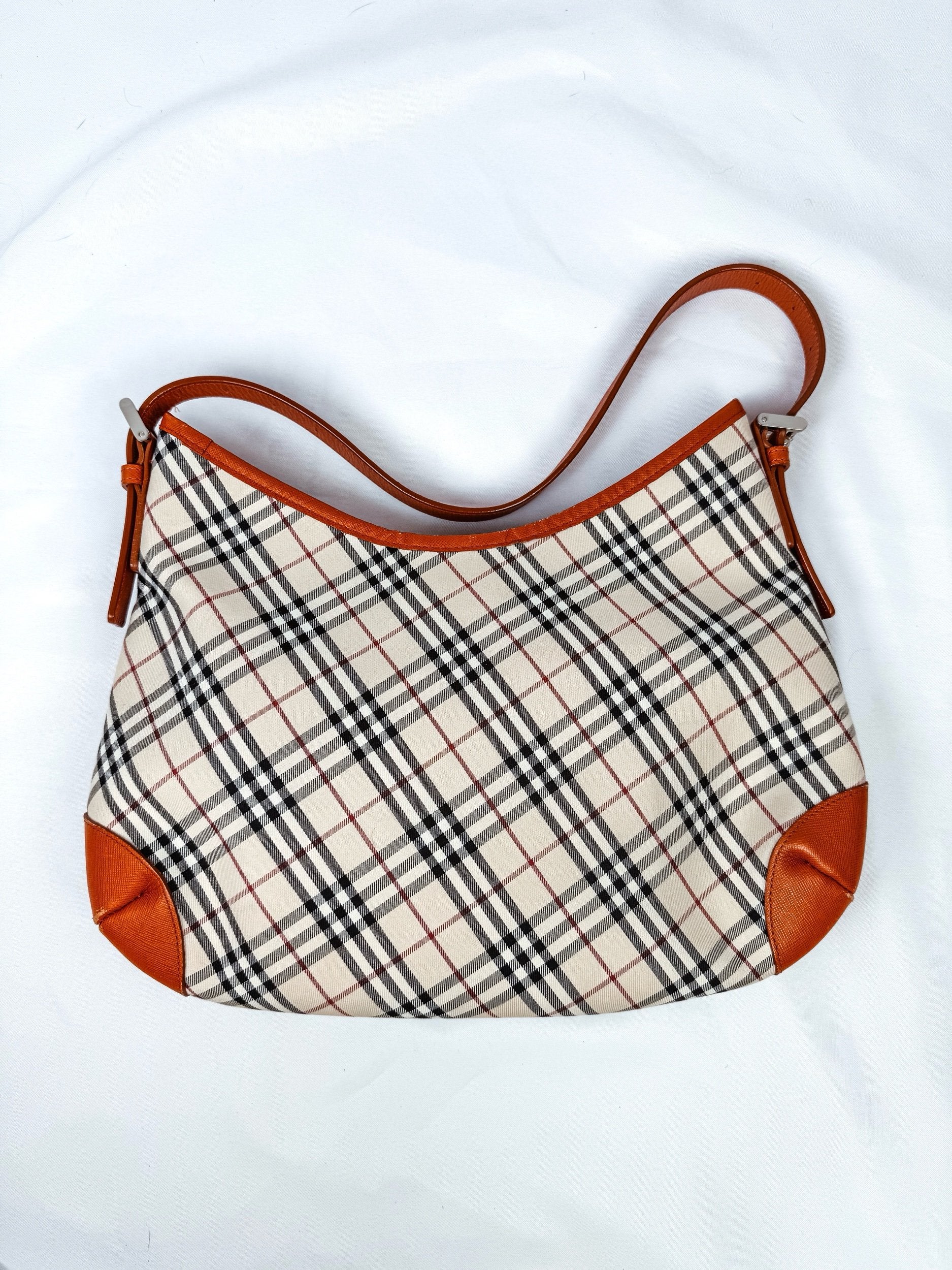 Classic Burberry Nova Check Leather Trimmed Shoulder Bag