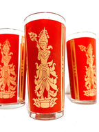 Set of 4 Vintage Thai Goddess Highball Glasses