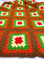 Hand-Crocheted Retro Granny Square Afghan
