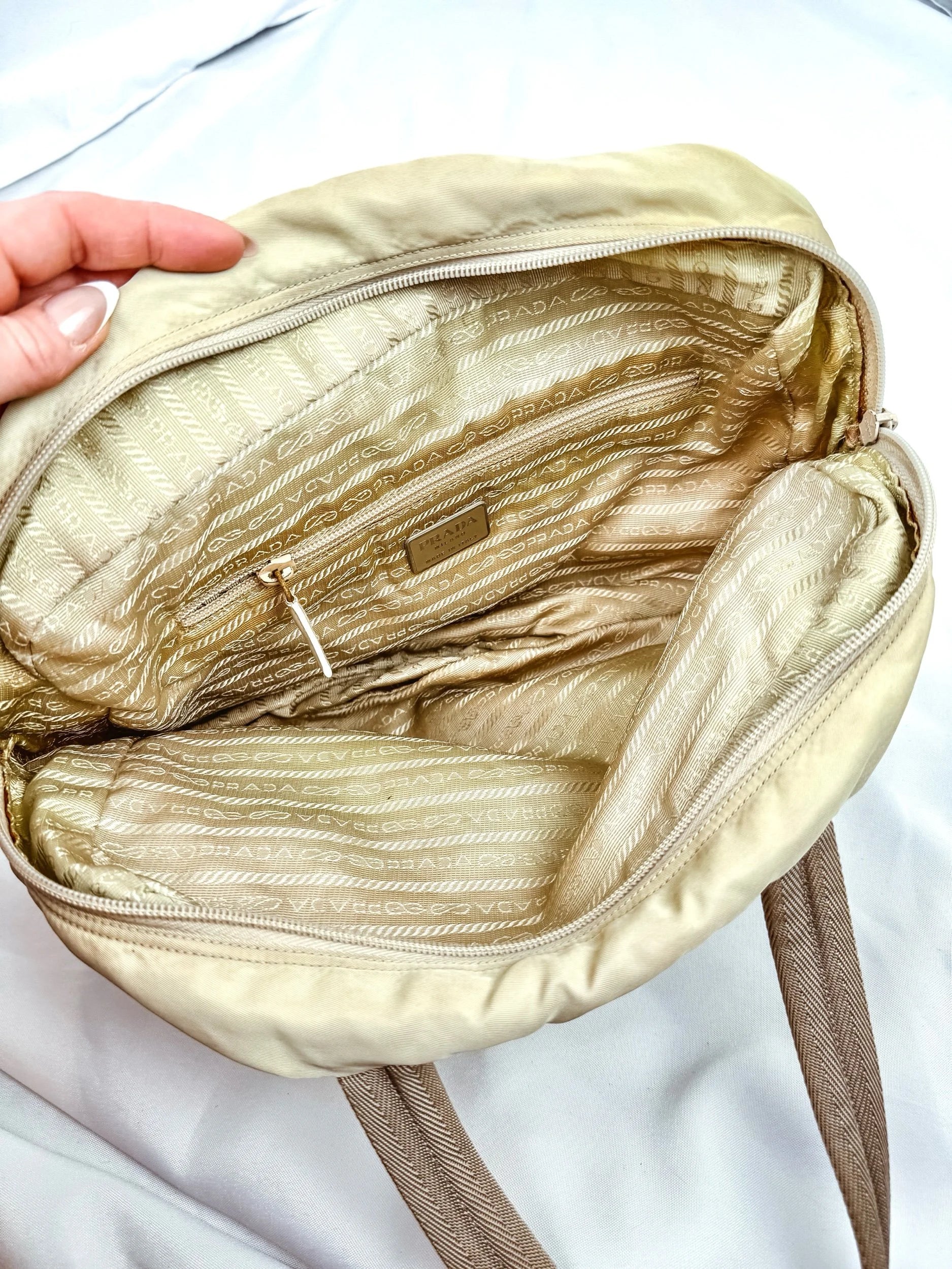 Prada Beige Nylon Tessuto Handbag