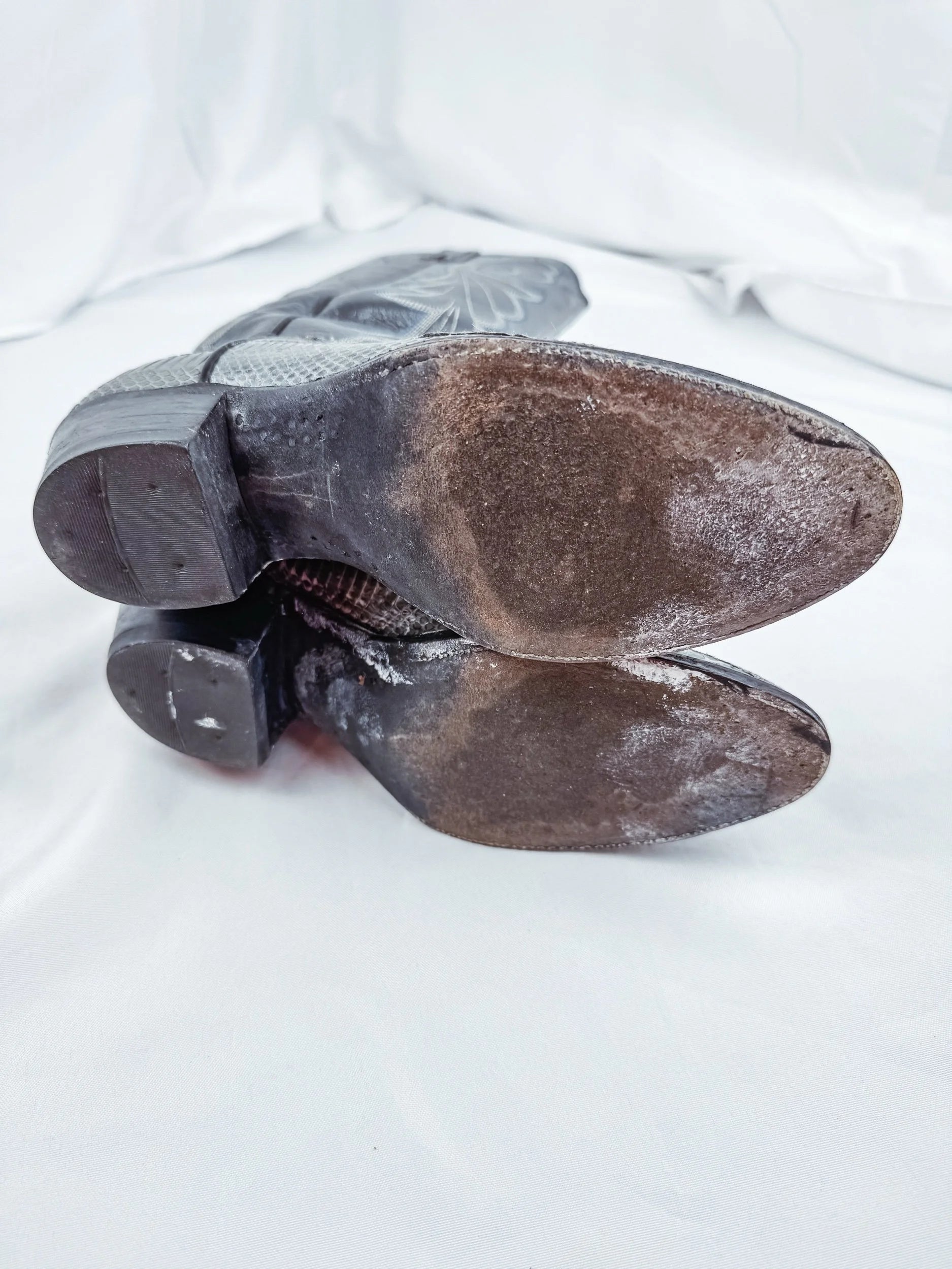 Women’s Grey Snakeskin Leather Cowboy Boots