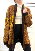 Mustard/Brown Oversized Knit Grandpa Cardi