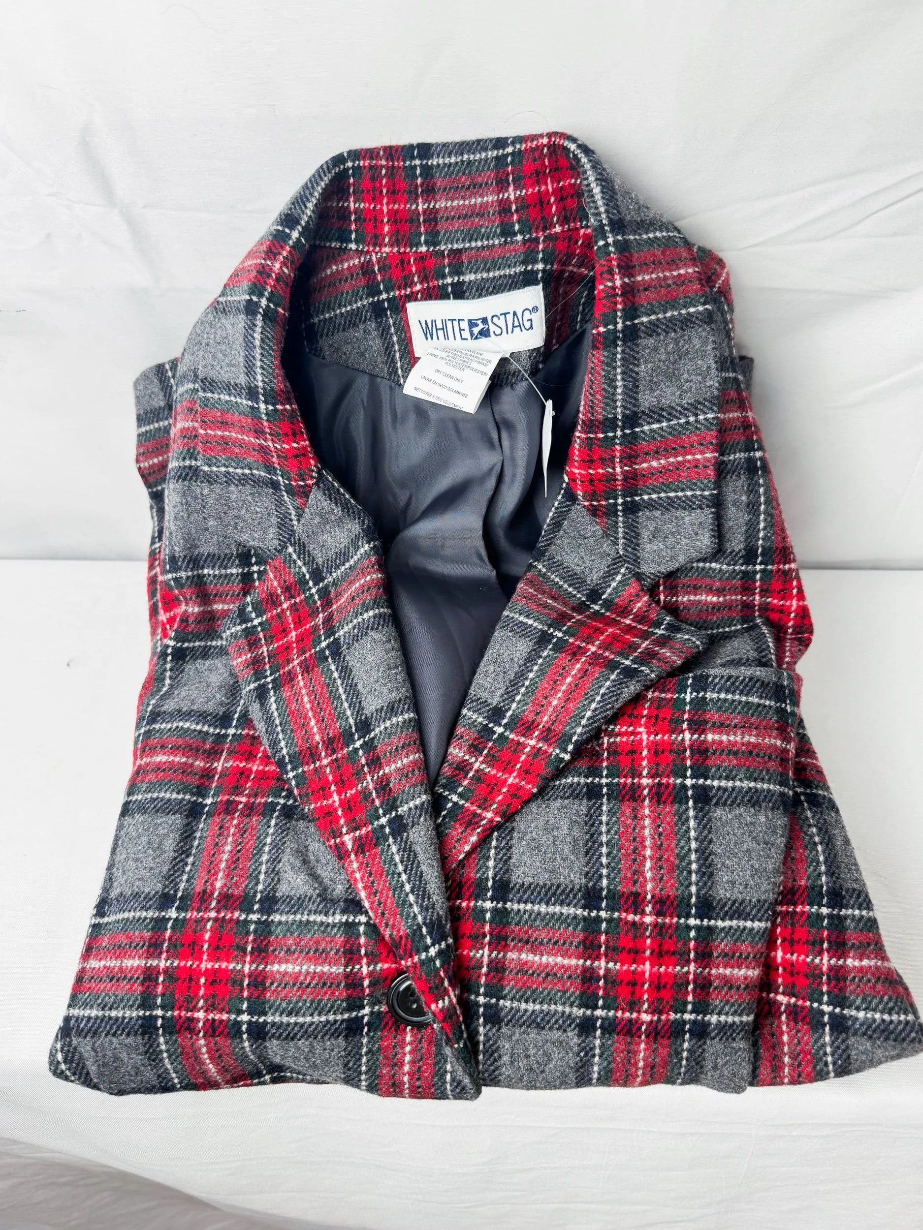 White Stagg Vintage Plaid Blazer, Size Women’s 14