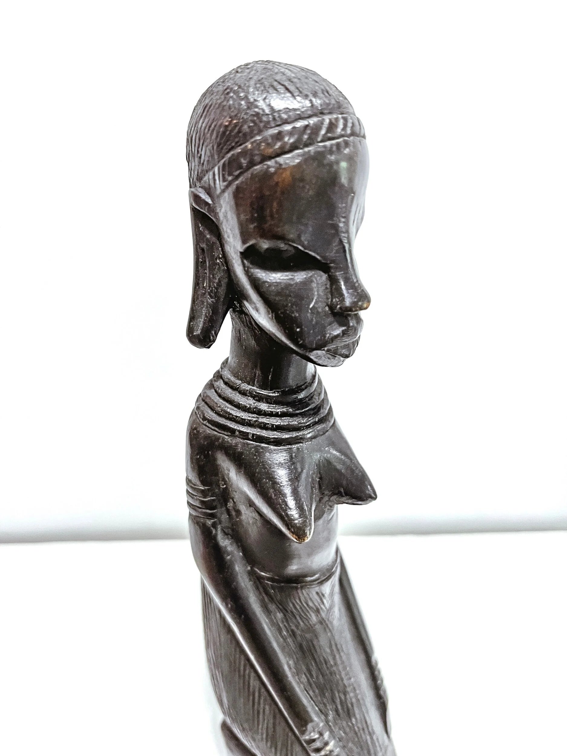 Hand- Carved Wooden African Woman Figurine