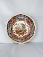 Antique Spode Copeland 'Continental Views' polychrome transferware plate "Music Lesson in the Garden"