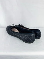 Paul Mayer Black Quilted Leather Ballet Flats