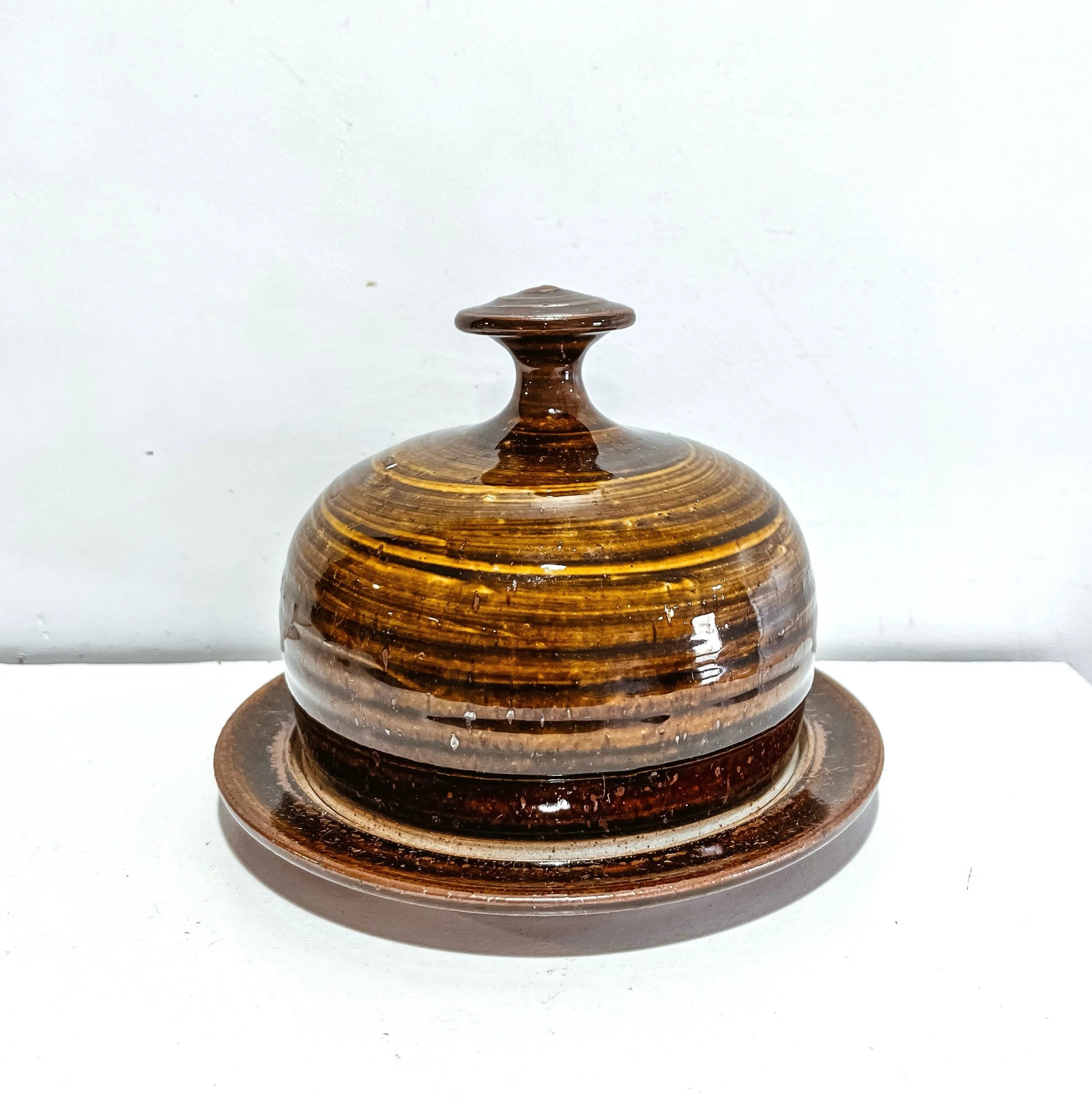 Vintage Ceramic Covered Cloche/Cheese Tray