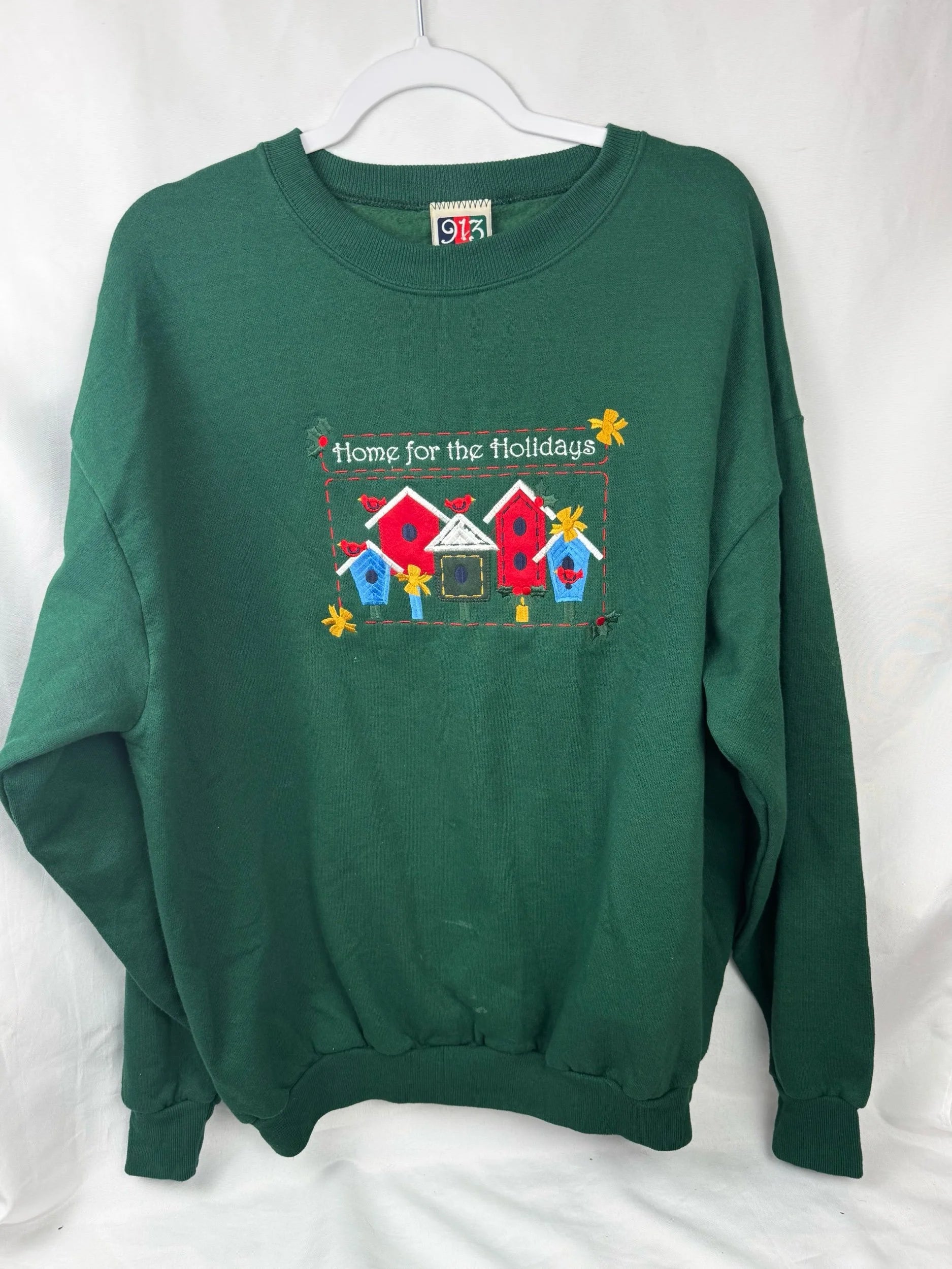 “Home for the Holidays” Embroidered Birdhouse Sweatshirt