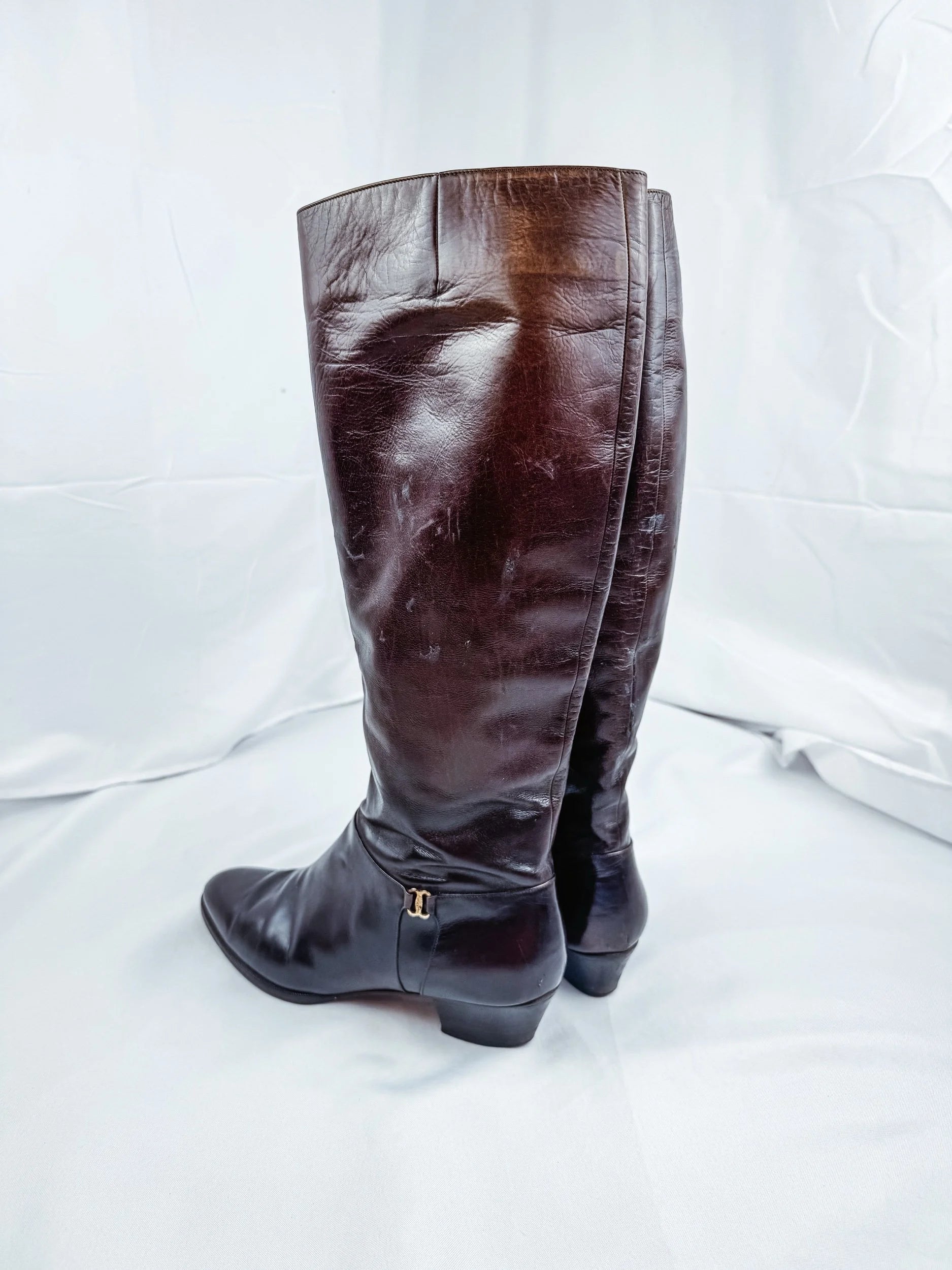 Salvatore Ferragamo Leather Knee-High Boots, Size 8