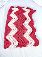 Pink Chevron Pom Pom Hand-Crocheted Blanket