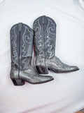Women’s Grey Snakeskin Leather Cowboy Boots