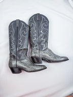 Women’s Grey Snakeskin Leather Cowboy Boots