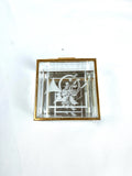 French Horn Etched Brass and Glass Box