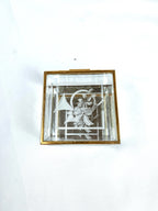 French Horn Etched Brass and Glass Box