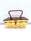 RARE 1950s Dorset and Rex Fifth Ave Woven Metal Box Purse with Acrylic Lid
