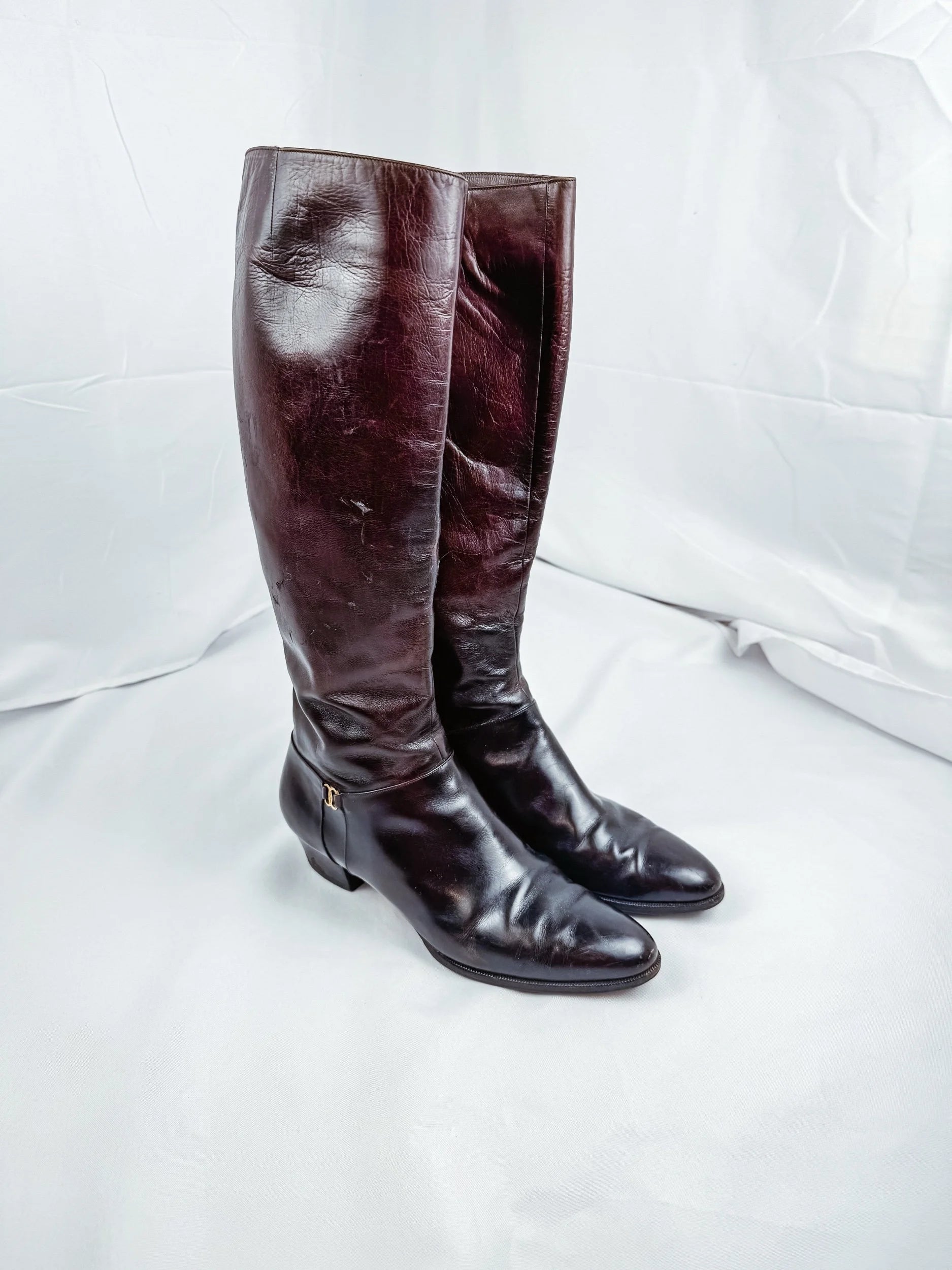 Salvatore Ferragamo Leather Knee-High Boots, Size 8