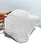 Vintage Whiting and Davis Style White Metal Mesh Handbag